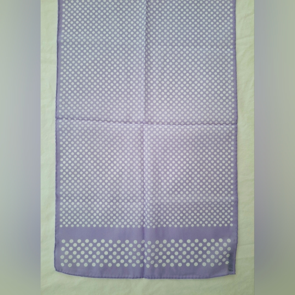 Brand New Vintage 1970's Robinson Golluber Purple White Dot Oblong Scarf - Picture 3 of 6